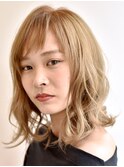 ショートバング×外はねミディアム☆大人可愛い小顔くびれ長尾