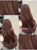 ピンクブラウン　ピンクカラー　暖色カラー　学割あり　韓国ヘア