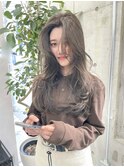 韓国顔まわりレイヤーカットグレージュオリーブベージュブラウン