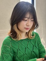 ツキ 横浜店(tuki)&nbsp;イヤリングカラーインナーカラーハイライトフェイスフレーミング