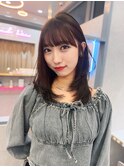 小顔に見せるヘア/ワンレン/ボブウルフ/ネビージュ/黒髪カタログ