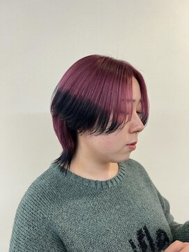 エトレ(etore) 裾カラー/ピンク×ブラック/デザインカラー/個性派カラー