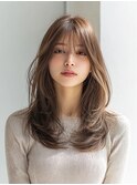 ハッシュカット/バーガンディ/ミディアムレイヤー/韓国ヘア