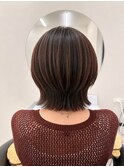 細めハイライト×大人レイヤーボブ