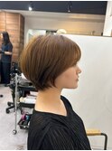韓国風ミニボブタンバルモリ切りっぱなしボブ前髪あり小顔ボブ