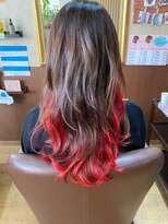 キュアスペース(CURE SPACE)&nbsp;白髪染め＋グレージュカラー＋インナーカラー【レッド】