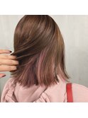 ピンク×きりっぱなしボブ