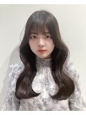 【レイヤーロング】シースルーバング透明感アッシュカラー