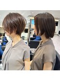 30代、40代/丸みくびれショートボブ×白髪染めハイライト/大宮