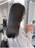 艶髪グレージュ縮毛矯正ストレートレイヤーカット
