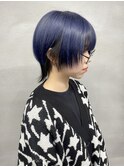 ショートウルフ・ネイビーカラー×黒インナー