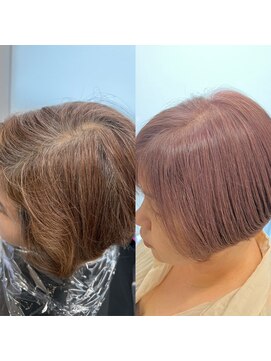 アルトル 池袋(altru) 白髪ぼかしホワイトブラウンチェリーブラウンミニウルフ　元重