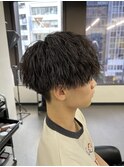 爽やか無造作縦落ちツイストスパイラル刈り上げマッシュ