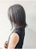 外ハネ白髪ぼかし