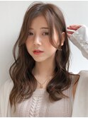 小顔 前髪 レイヤーカット チェリーブラウン"