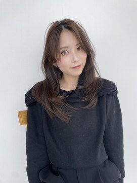 シェル 津山の手店(shel) 大人美人艶カラーベージュ小顔カット透明感レイヤーロング