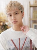 ブリーチデザイン波打ちパーマ金髪マッシュa志木10代20代30代