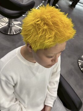 ラベル 渋谷(LAVEL) スパイキーショート/ネオンイエロー/メンズハイトーン/渋谷