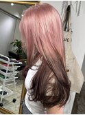 柔らかいピンクカラー×ブラウン