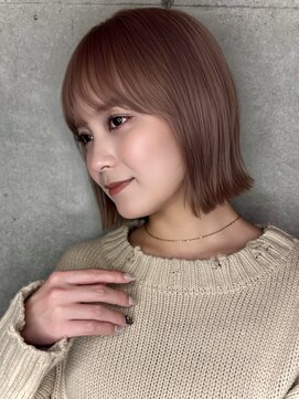 クーエフー(coo et fuu) 小顔冬カラー愛されショートボブベージュピンク大人可愛い