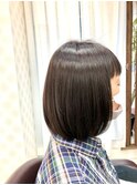 小顔/ボブ/ツヤ髪/白髪染め/暗めカラー/30代40代50代60代/