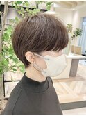 大人可愛いショート/小顔/ハイライト/白髪ぼかし/30代/40代
