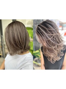 髪質改善×ハイライト＆ブリーチはEGAO【朝6時営業/レイヤーカット/白髪ぼかし/ブリーチなしダブルカラー】