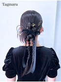 結婚式ヘアセット☆カチモリヘア金箔アレンジ