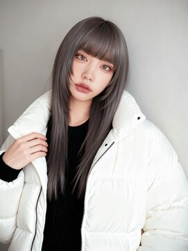 シュガーアンドソルト(SUGAR&SALT) アッシュグレージュロング　重めバングと小顔レイヤー