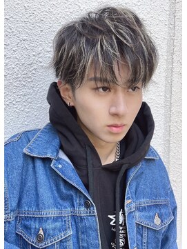 メンズサロン キング 心斎橋店(Men’s salon K!ng) 韓国マッシュセンターパートツーブロックメンズハイライトウルフ