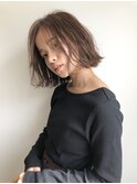 前髪/レイヤーカット/ブラウン/アッシュカラー/オリーブ/ボブ