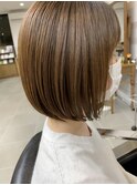 ブリーチなしカラーナチュラルボブ２０代３０代立体感