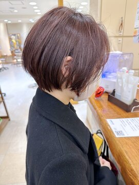 モリオ フロム ロンドン サッポロファクトリー店(morio FROM LONDON) 札幌ショート　大人かわいい丸みショートボブ　ピンクブラウン