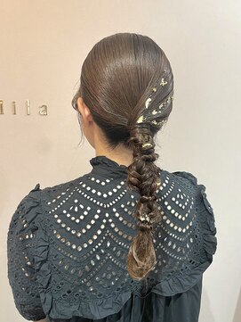 ミラ(Mila) 金箔★艶々タイト編みおろし 結婚式.同窓会など