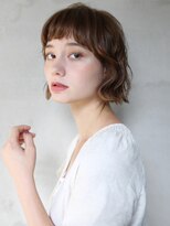 ニーム 国分寺(NEEM)&nbsp;オン眉ミニボブくせ毛風パーマ×カーキベージュ