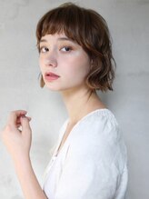 ニーム 国分寺(NEEM) オン眉ミニボブくせ毛風パーマ×カーキベージュ