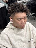 ツイストスパイラルパーマメッシュ眉毛刈り上げかきあげ