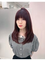 ハピネス 王寺店(Happiness) 20代30代ブリーチなしカラー レイヤーカット チェリーレッド