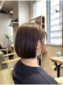 ブリーチなし大人可愛いマロンブラウン似合わせ耳かけボブ