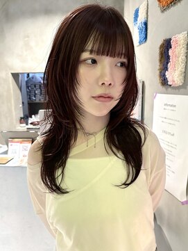 ハウ 心斎橋(how) 大人美人ワインレッド小顔カット透明感レイヤーハッシュカット