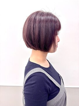 ゴウトゥデイシェアサロン 町田店(GO TODAY SHAiRE SALON) 襟足ギリギリ前下がりボブ/ピンク系カラー