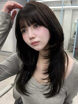 プリアバイポプルス 渋谷(pria by popls)&nbsp;ミディアムレイヤーハッシュカット顔周りカット韓国ヘア