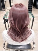 ブリーチなしで叶える艶感ピンクブラウン×透明感カラー