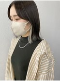 セクションカラー#ホワイトカラー/切りっぱなしボブロブヘア黒髪
