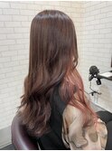 ピンクブラウン×イヤリングピンク【TELA HAIR 公津の杜店】