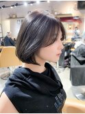 ボブショートボブ縮毛矯正ベージュグレージュ門前仲町