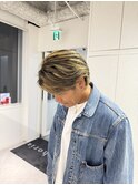 メンズカット センター分け ハイライトカラー