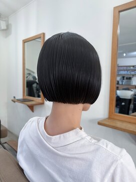 トランク ヘアー デザイン(tranq hair design) 切りっぱなし大人可愛い艶髪ナチュラルワンレンボブ