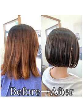 ヘアアンドアイラッシュ ココアンジェ くりえいと宗像店(Coco Ange) 大人ボブ　グレージュ