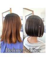 ヘアアンドアイラッシュ ココアンジェ くりえいと宗像店(Coco Ange) 大人ボブ グレージュ